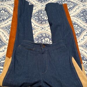 1970s vintage leather patchwork jeans